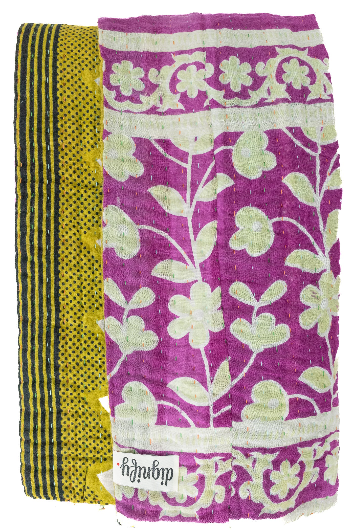 Violet Kantha Throw Blanket