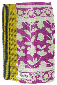 Violet Kantha Throw Blanket