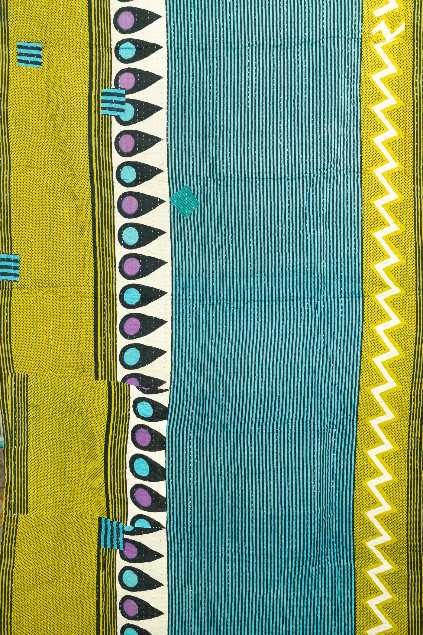Violet Kantha Throw Blanket