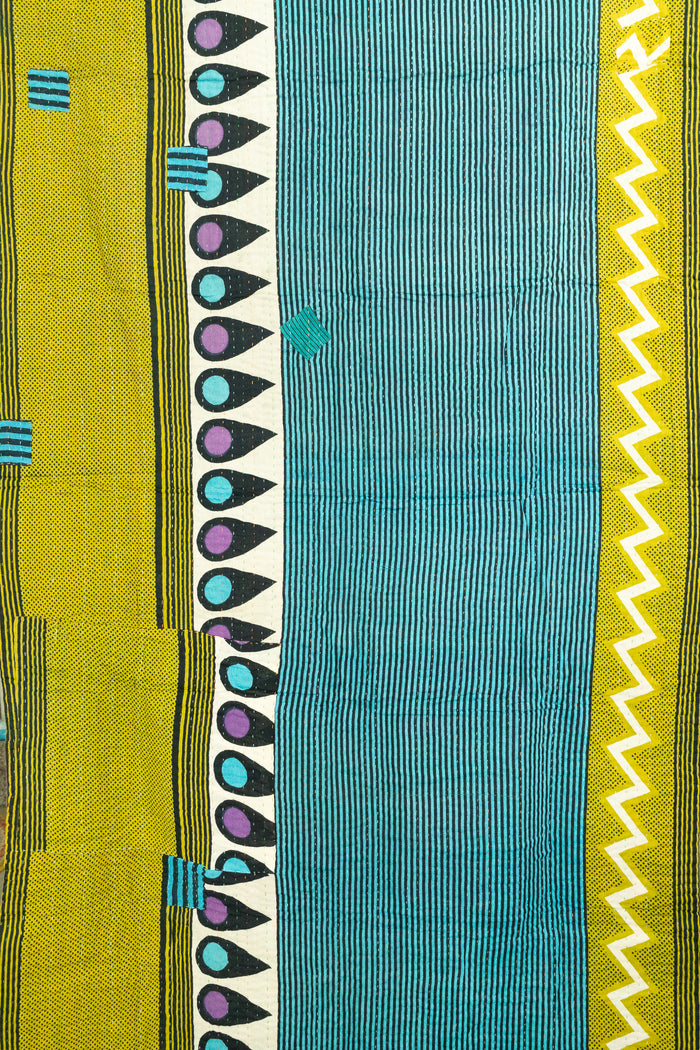 Violet Kantha Throw Blanket