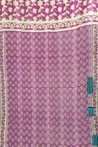 Violet Kantha Throw Blanket