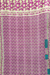 Violet Kantha Throw Blanket