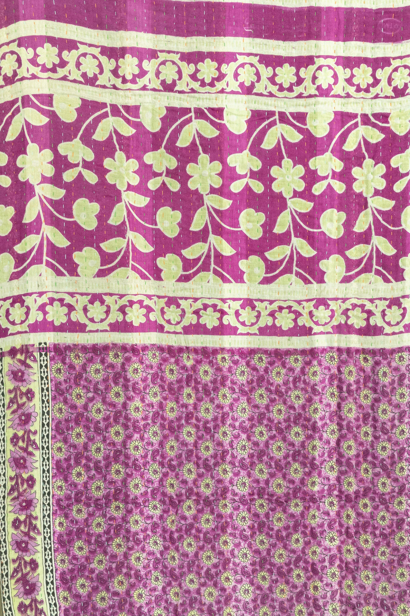 Violet Kantha Throw Blanket