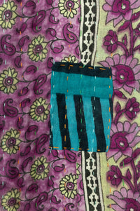 Violet Kantha Throw Blanket