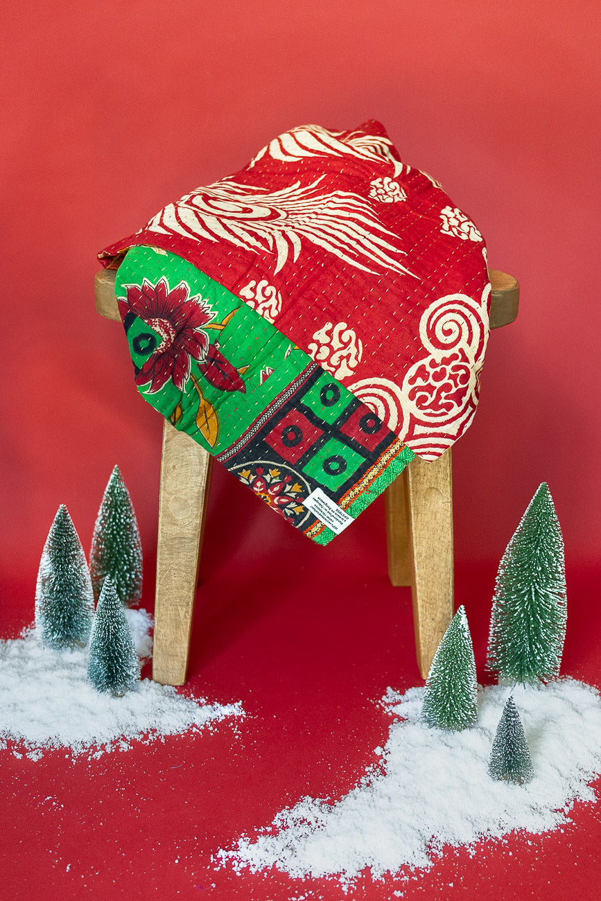 Vixen Kantha Christmas Throw
