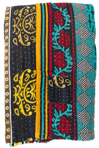 Kantha Large Throw Blanket