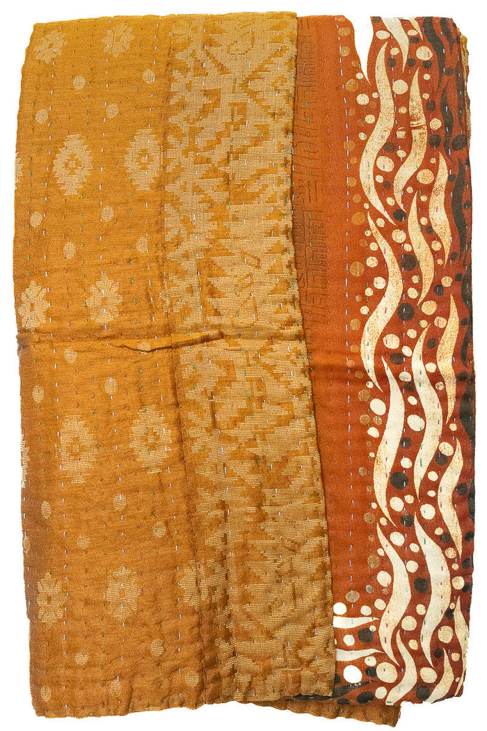 Kantha Silk Throw Blanket