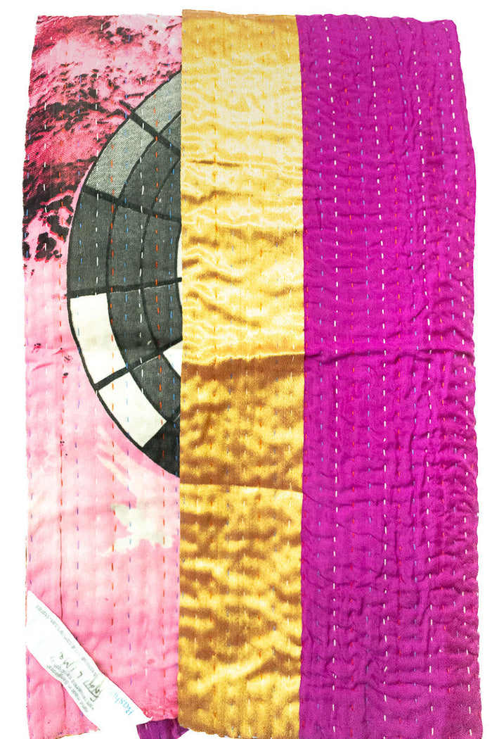 Kantha Silk Throw Blanket