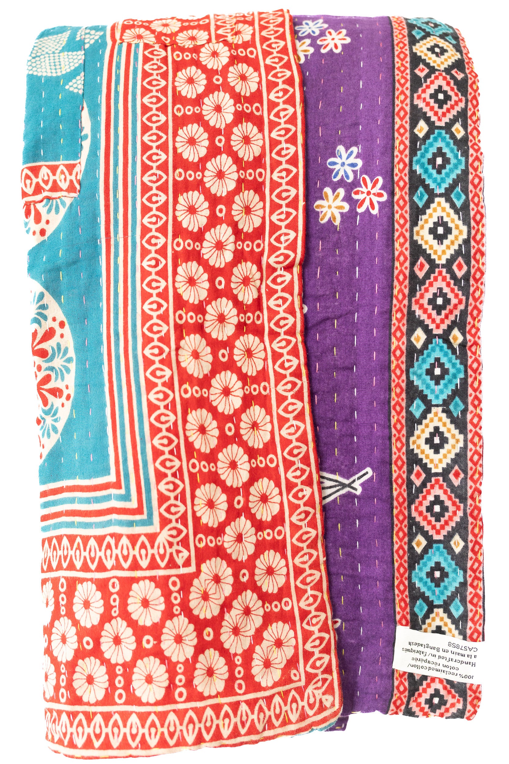 Kantha Large Throw Blanket