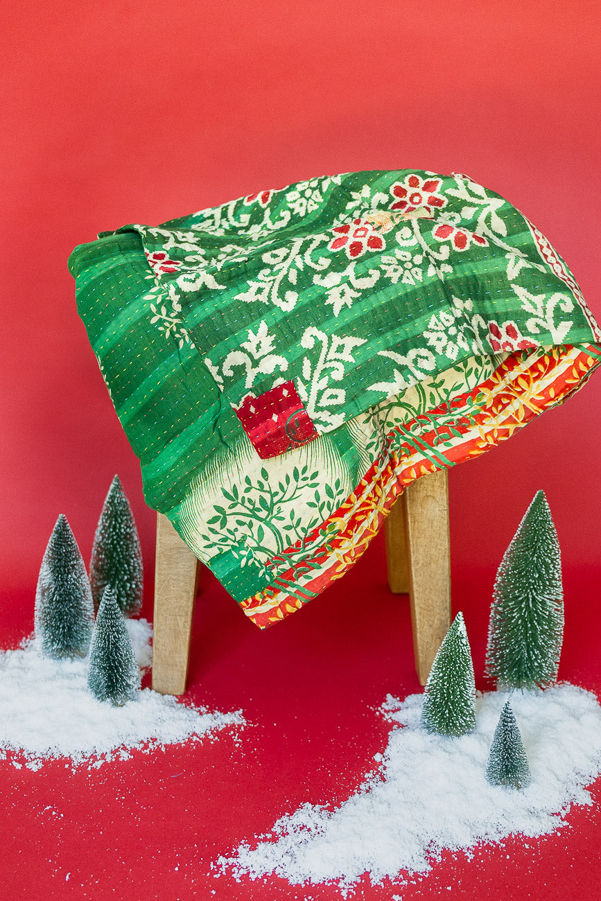Wish Kantha Christmas Throw