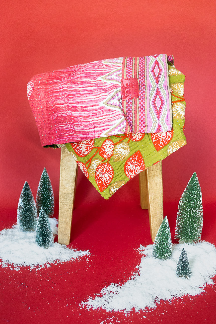 Wrapped Kantha Christmas Throw