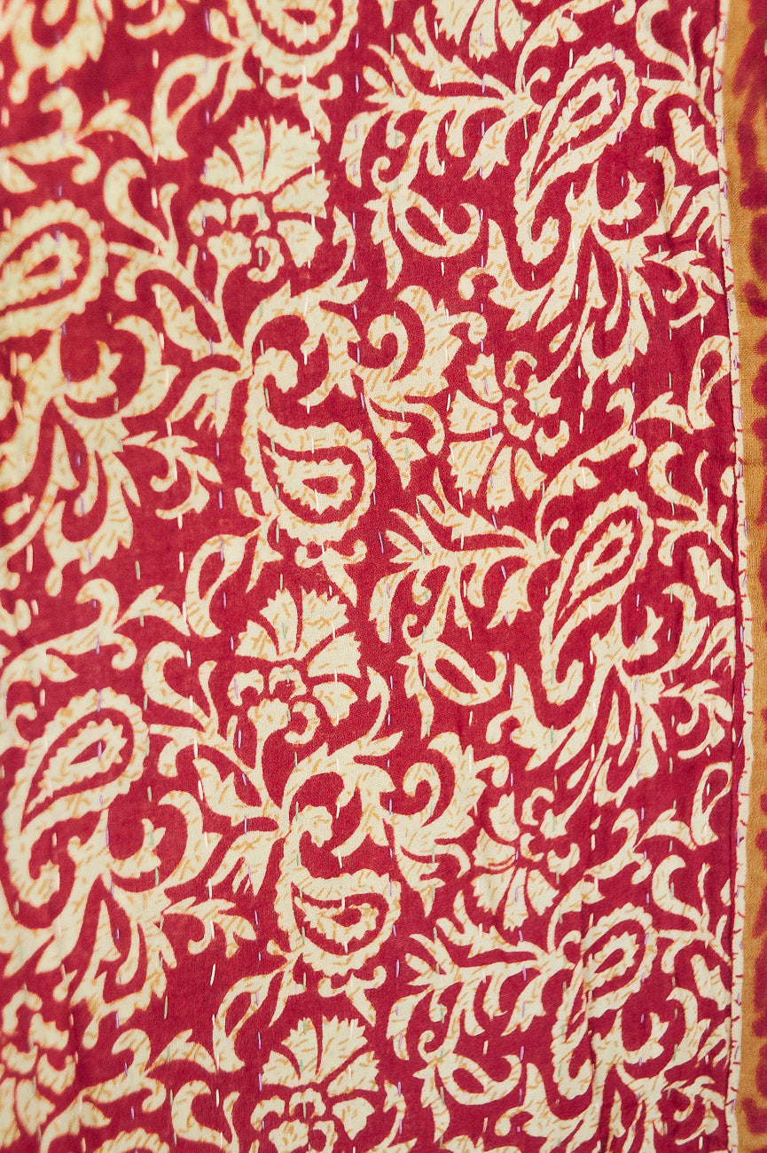 Wreath Kantha Christmas Throw