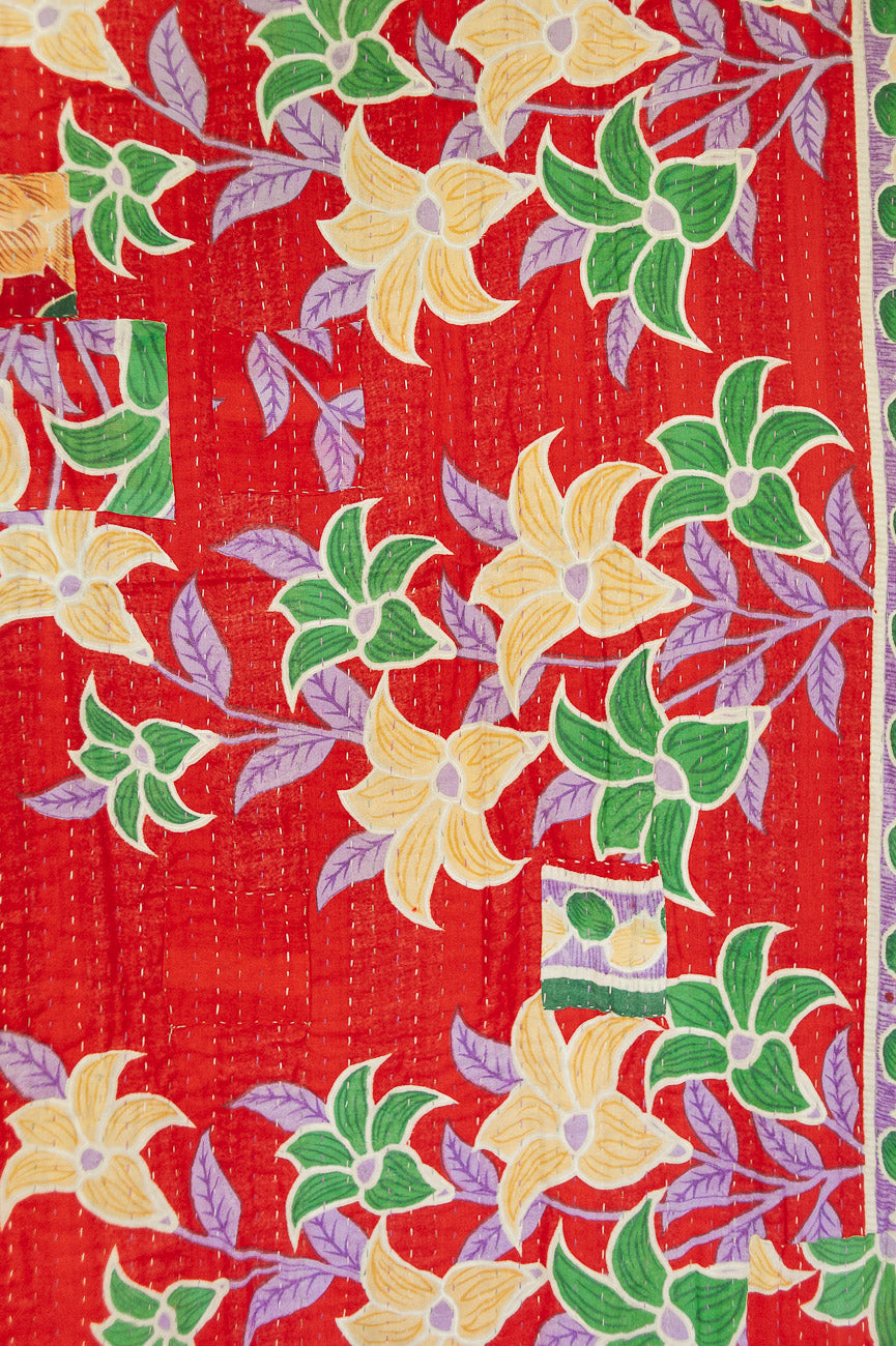 Wreath Kantha Christmas Throw