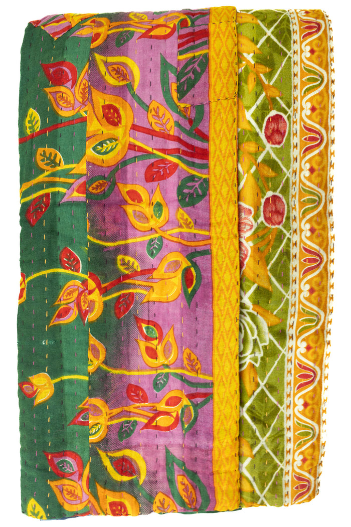 Zinnia Kantha Throw Blanket