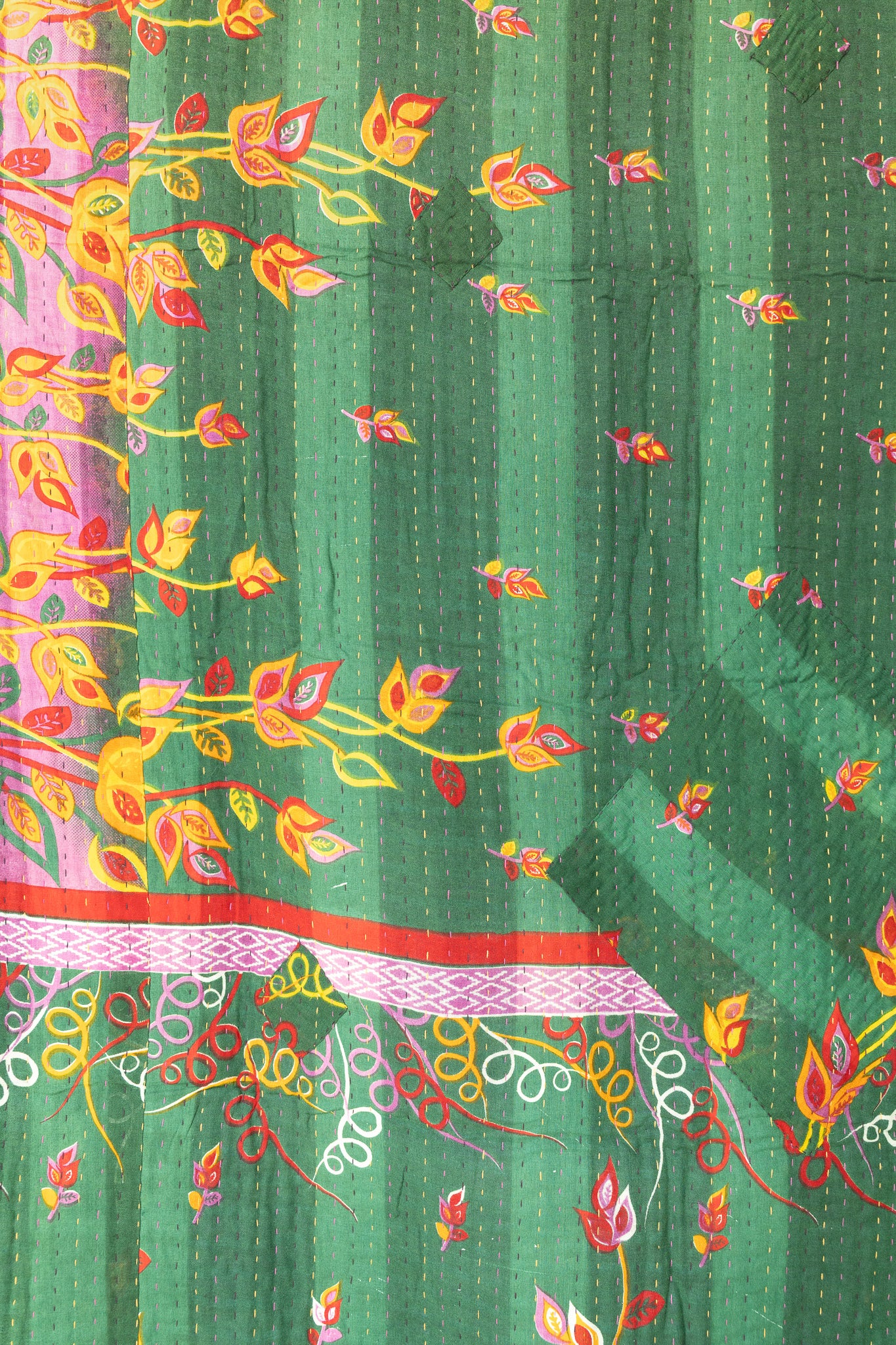 Zinnia Kantha Throw Blanket