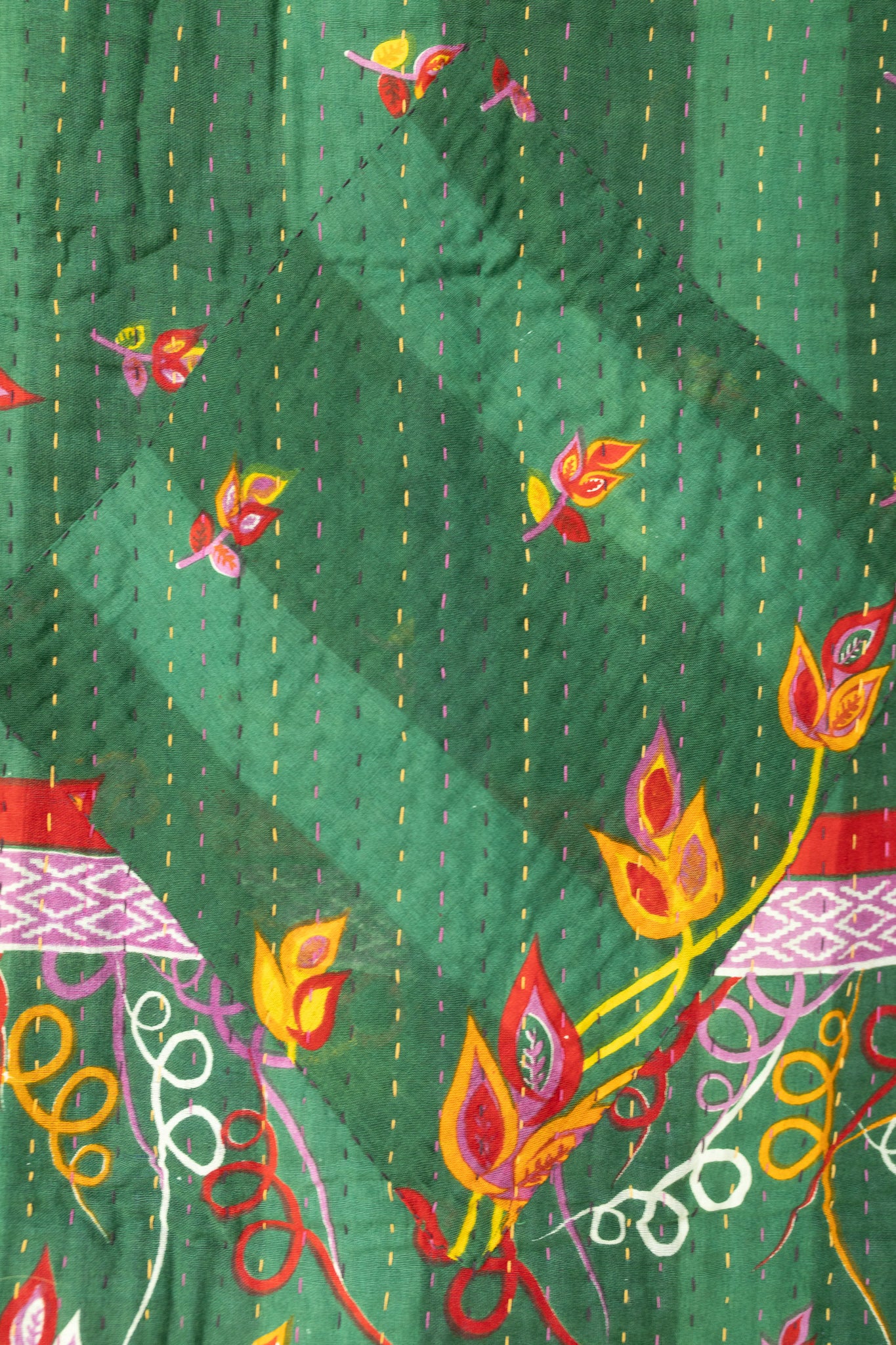 Zinnia Kantha Throw Blanket