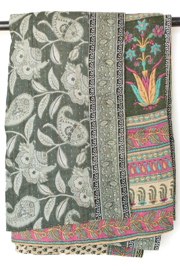 Kantha Throw Bed Quilt