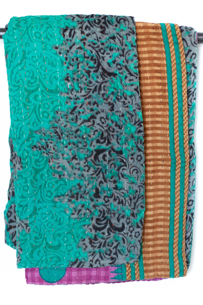 Kantha Throw Bed Quilt