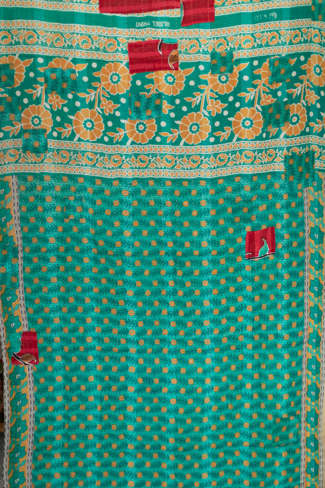 Snowfall Holiday Kantha Throw