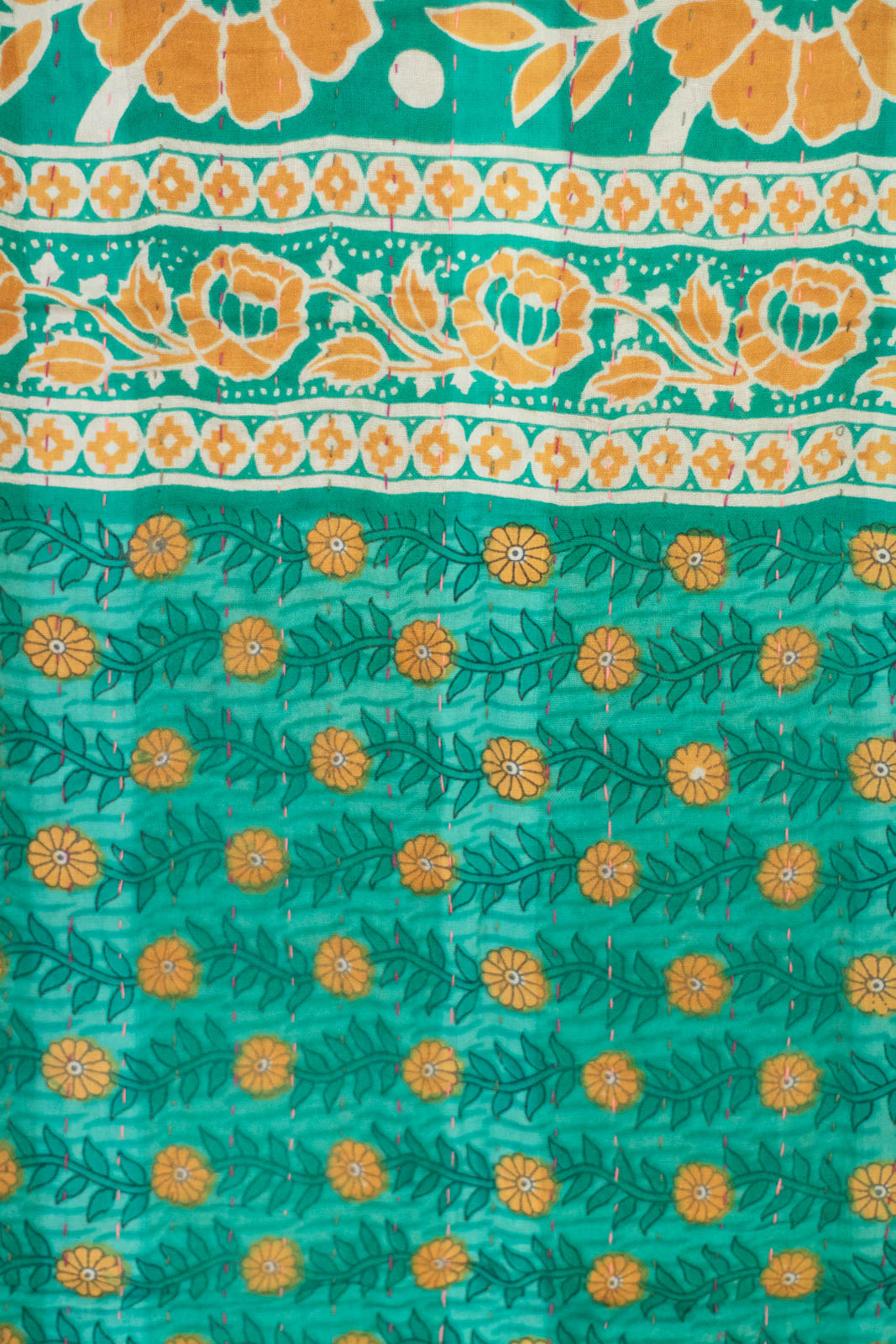 Snowfall Holiday Kantha Throw