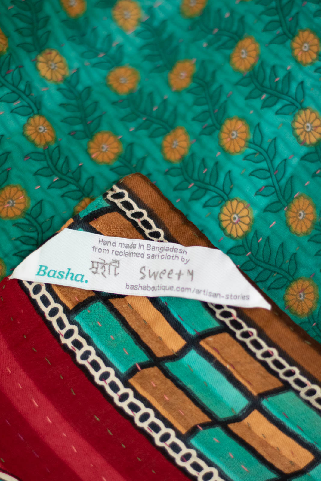 Snowfall Holiday Kantha Throw