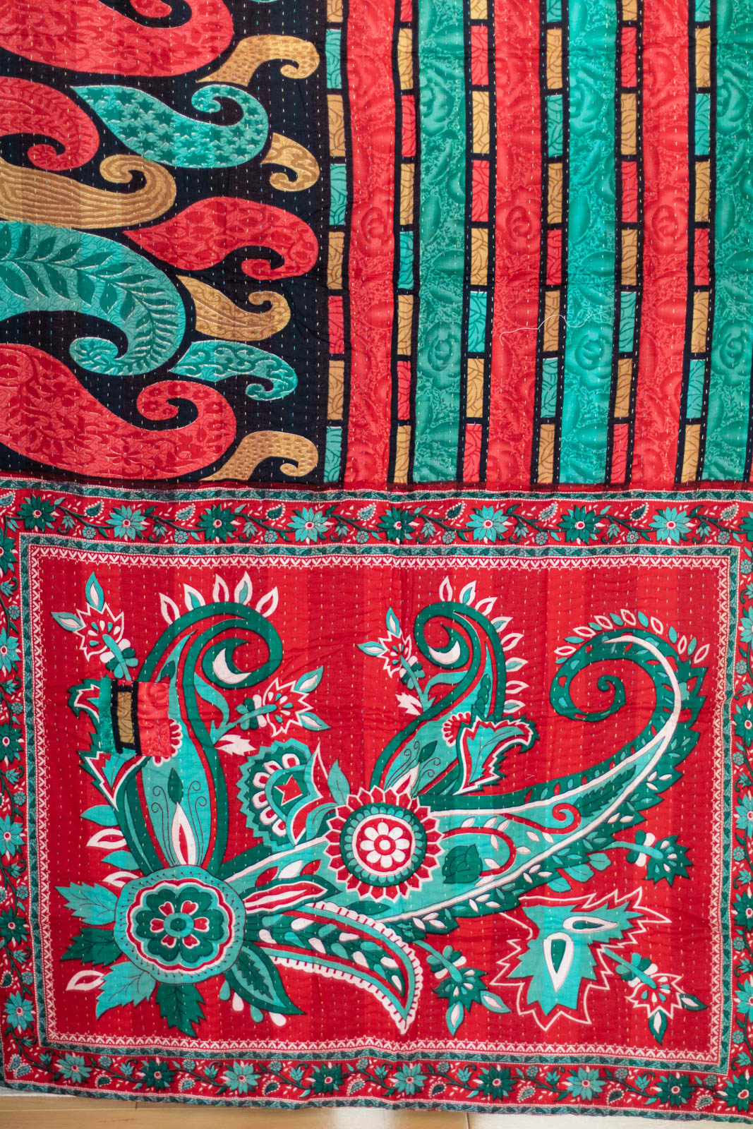Reindeer Holiday Kantha Throw