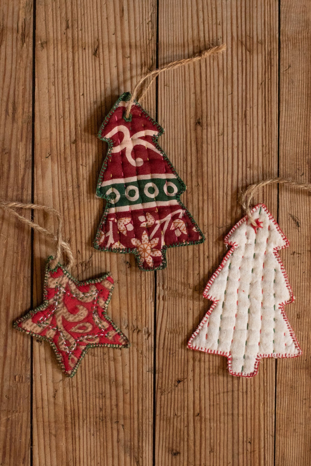 Kantha Stitched Tree Ornament