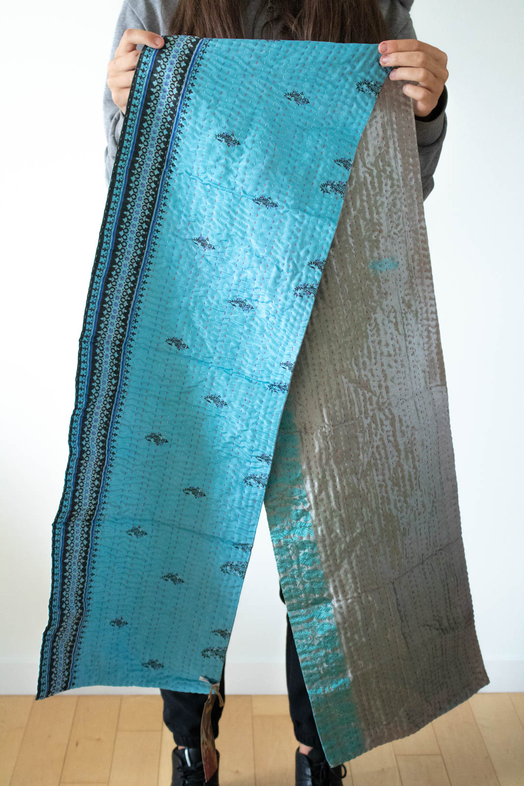 Kantha Table Runner Silk Blend B1