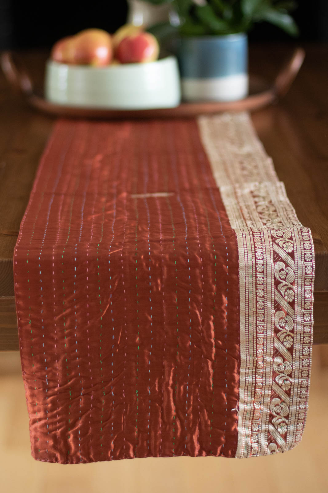 Kantha Table Runner Silk Blend F5