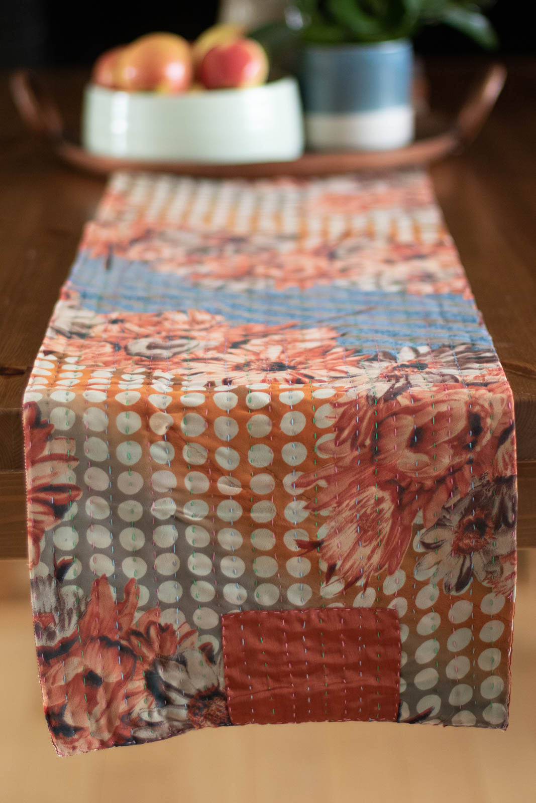 Kantha Table Runner Silk Blend F5