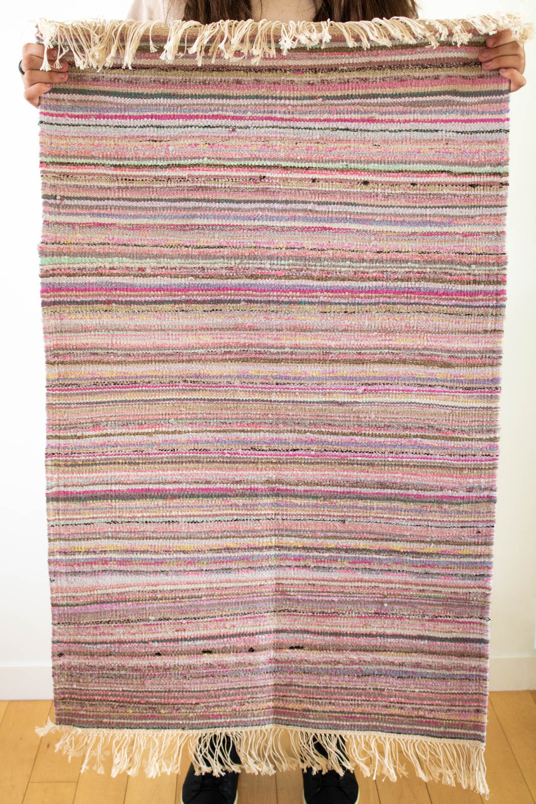 Hand-Loomed Sari Cloth Kilim Rug - Sweetie