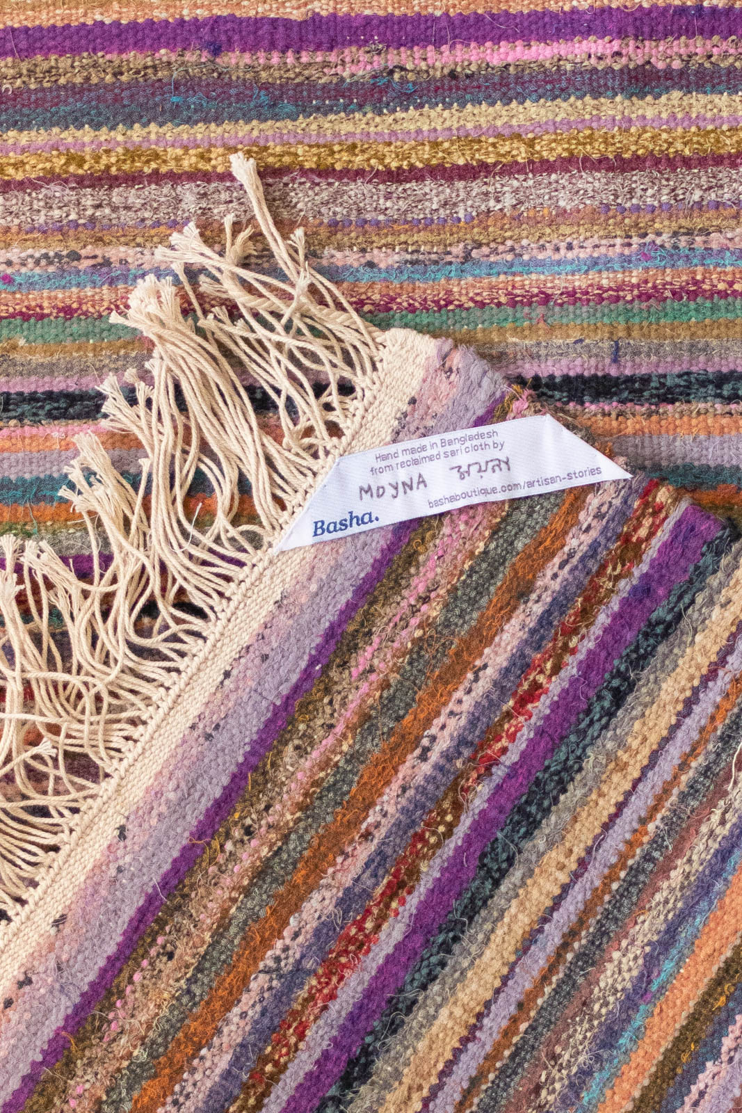 Hand-Loomed Sari Cloth Kilim Rug - Multi