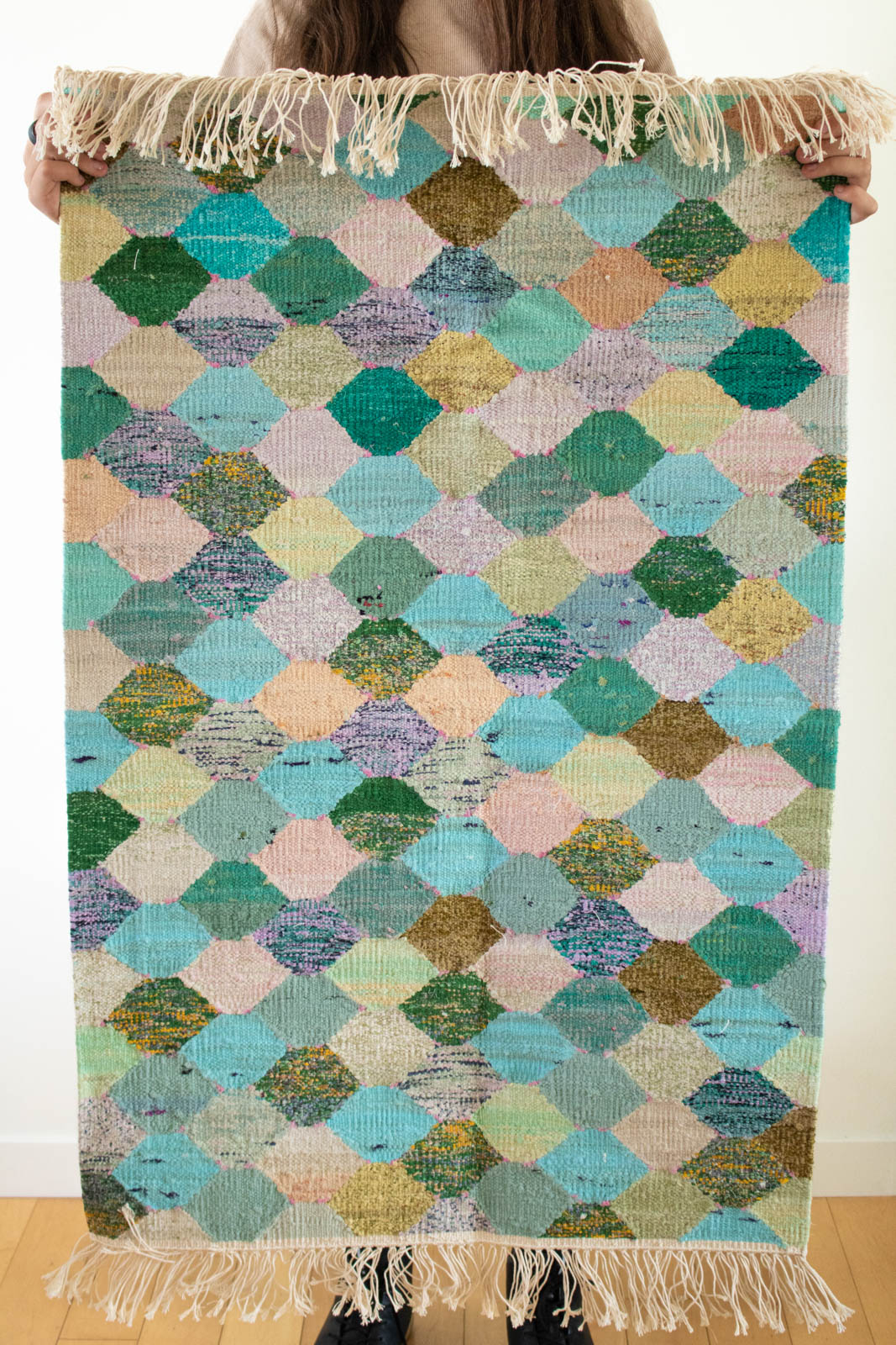 Hand-Loomed Sari Cloth Kilim Rug - Valley