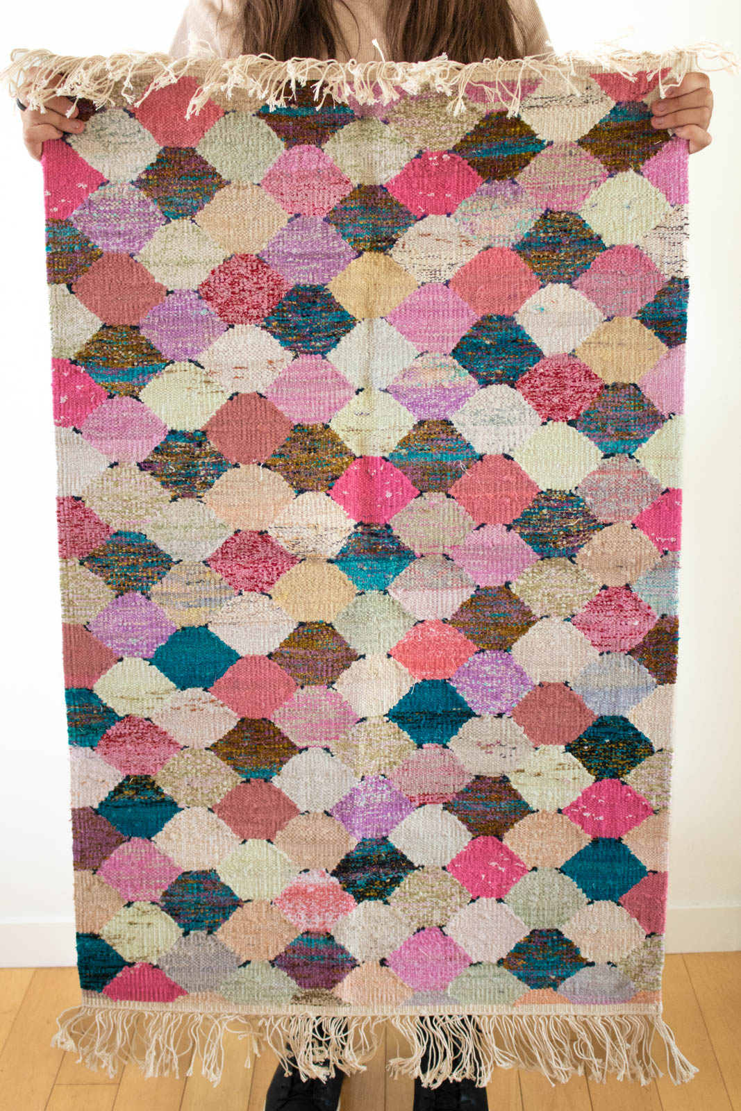 Hand-Loomed Sari Cloth Kilim Rug - Gumball