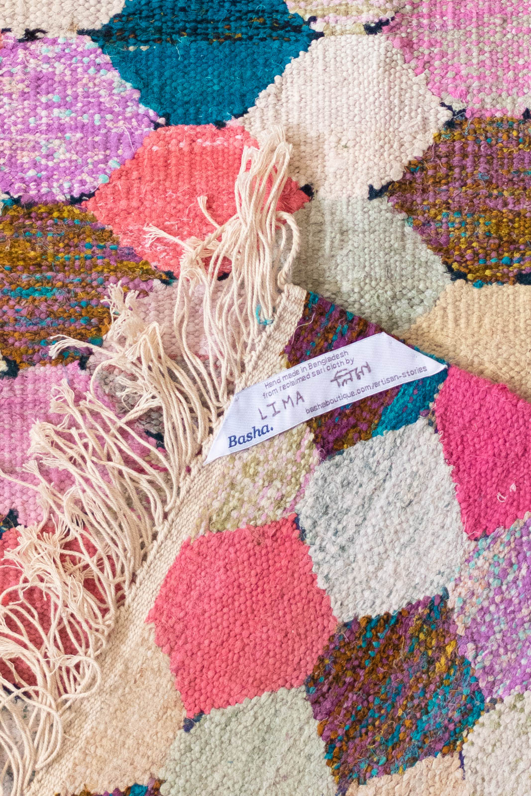 Hand-Loomed Sari Cloth Kilim Rug - Gumball