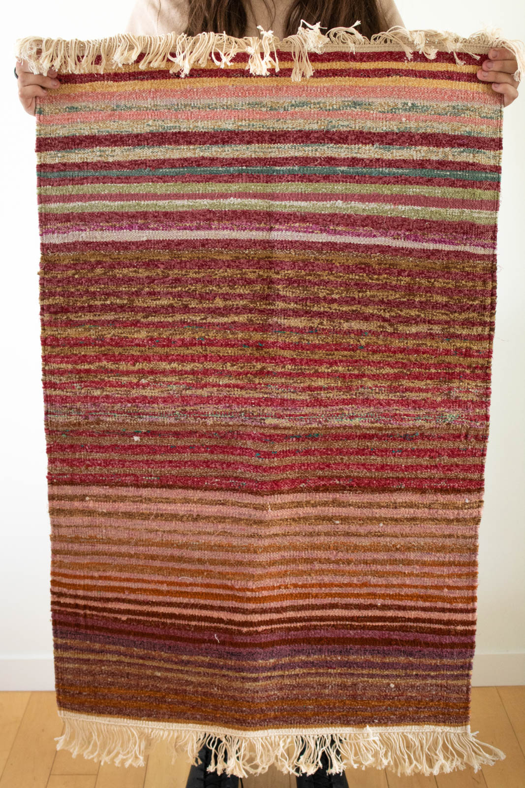 Hand-Loomed Sari Cloth Kilim Rug - Desert