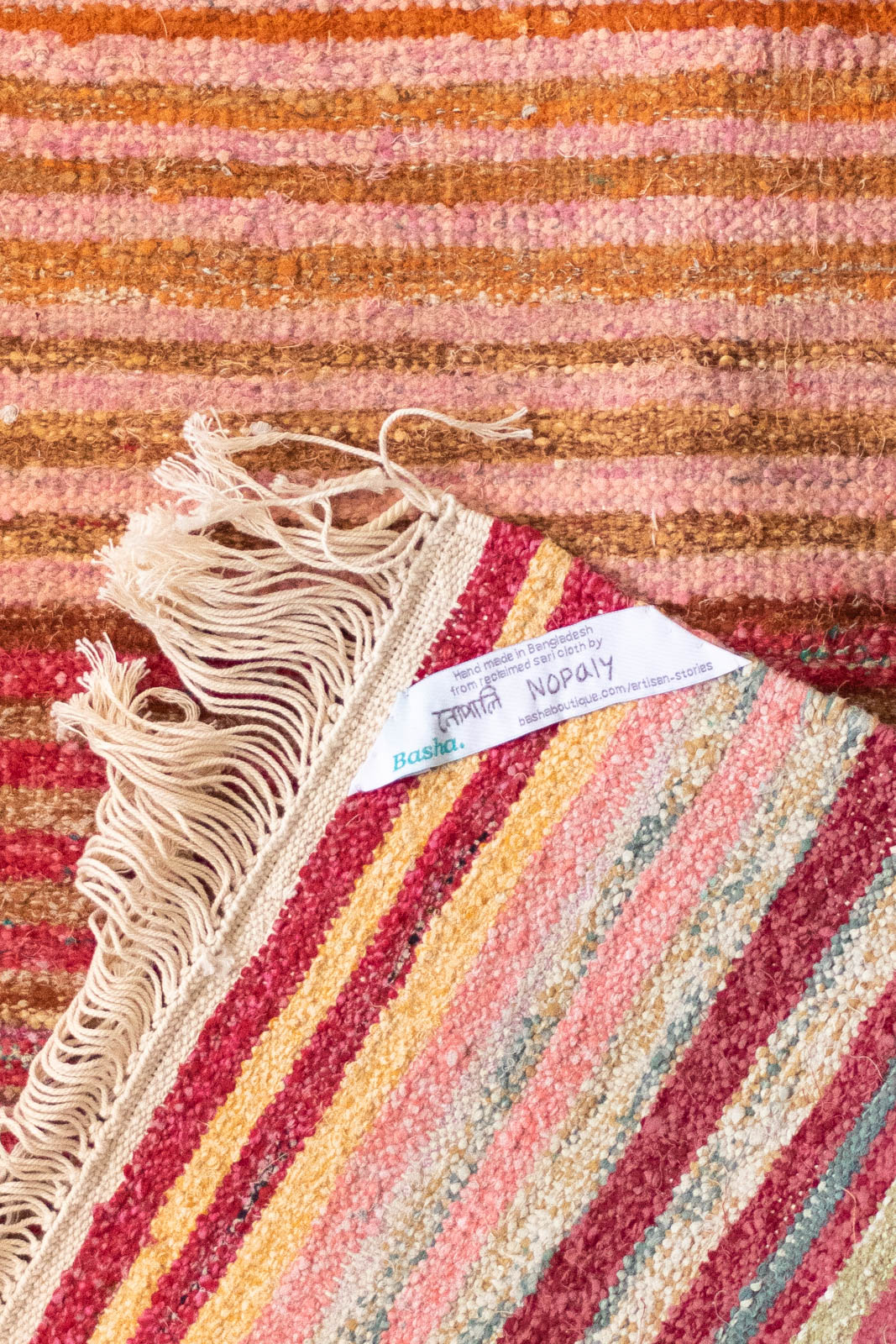 Hand-Loomed Sari Cloth Kilim Rug - Desert
