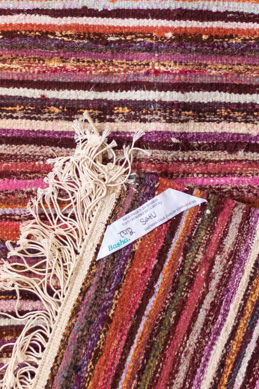 Hand-Loomed Sari Cloth Kilim Rug - Merlot
