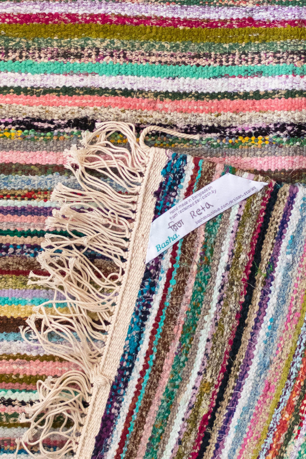 Hand-Loomed Sari Cloth Kilim Rug - Joyful