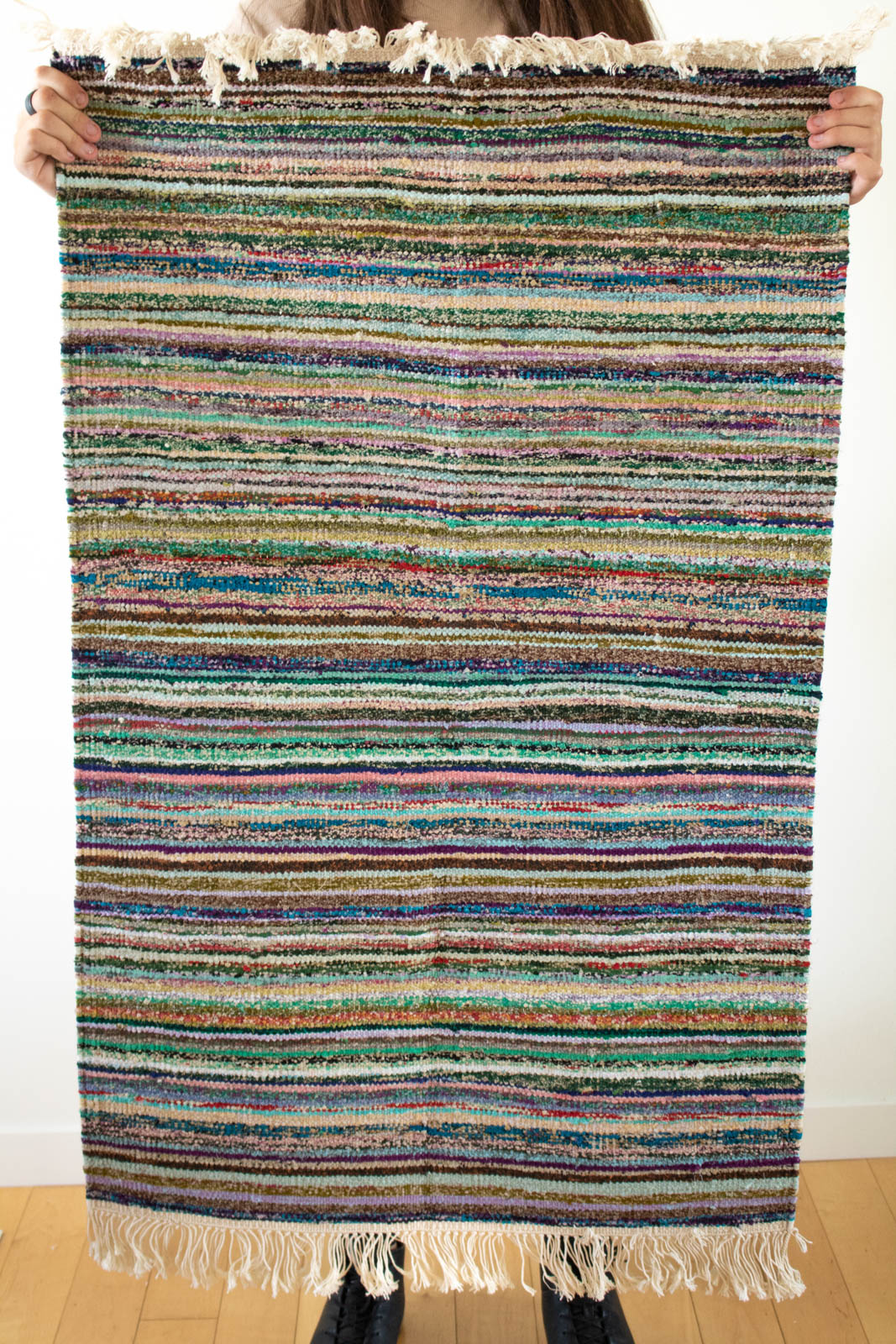 Hand-Loomed Sari Cloth Kilim Rug - Confetti