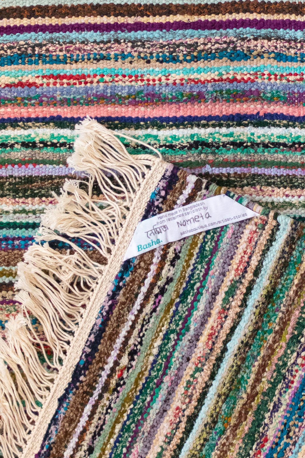 Hand-Loomed Sari Cloth Kilim Rug - Confetti