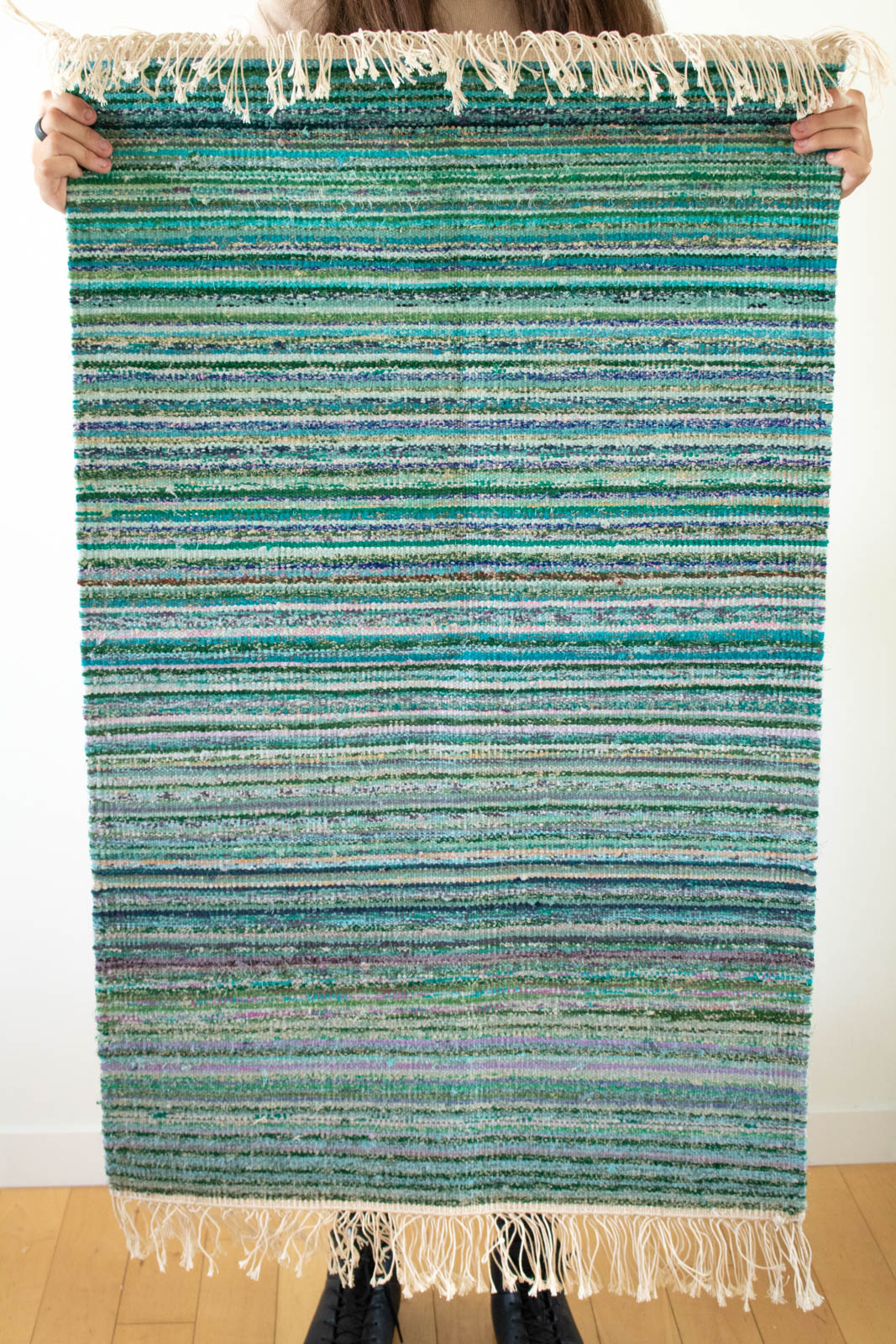Hand-Loomed Sari Cloth Kilim Rug - Shores