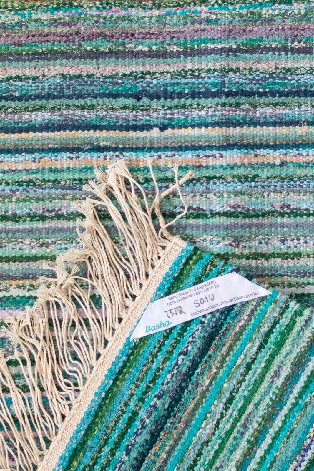 Hand-Loomed Sari Cloth Kilim Rug - Shores