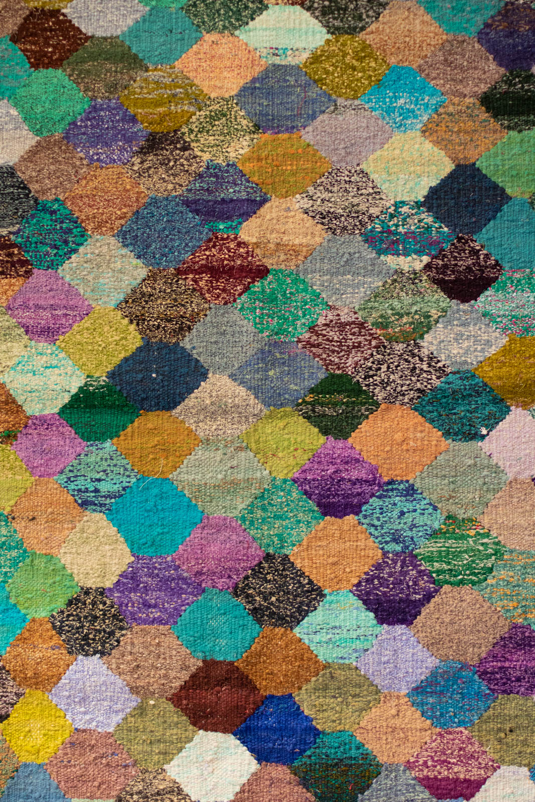 Hand-Loomed Sari Cloth Kilim Rug - Harlequin