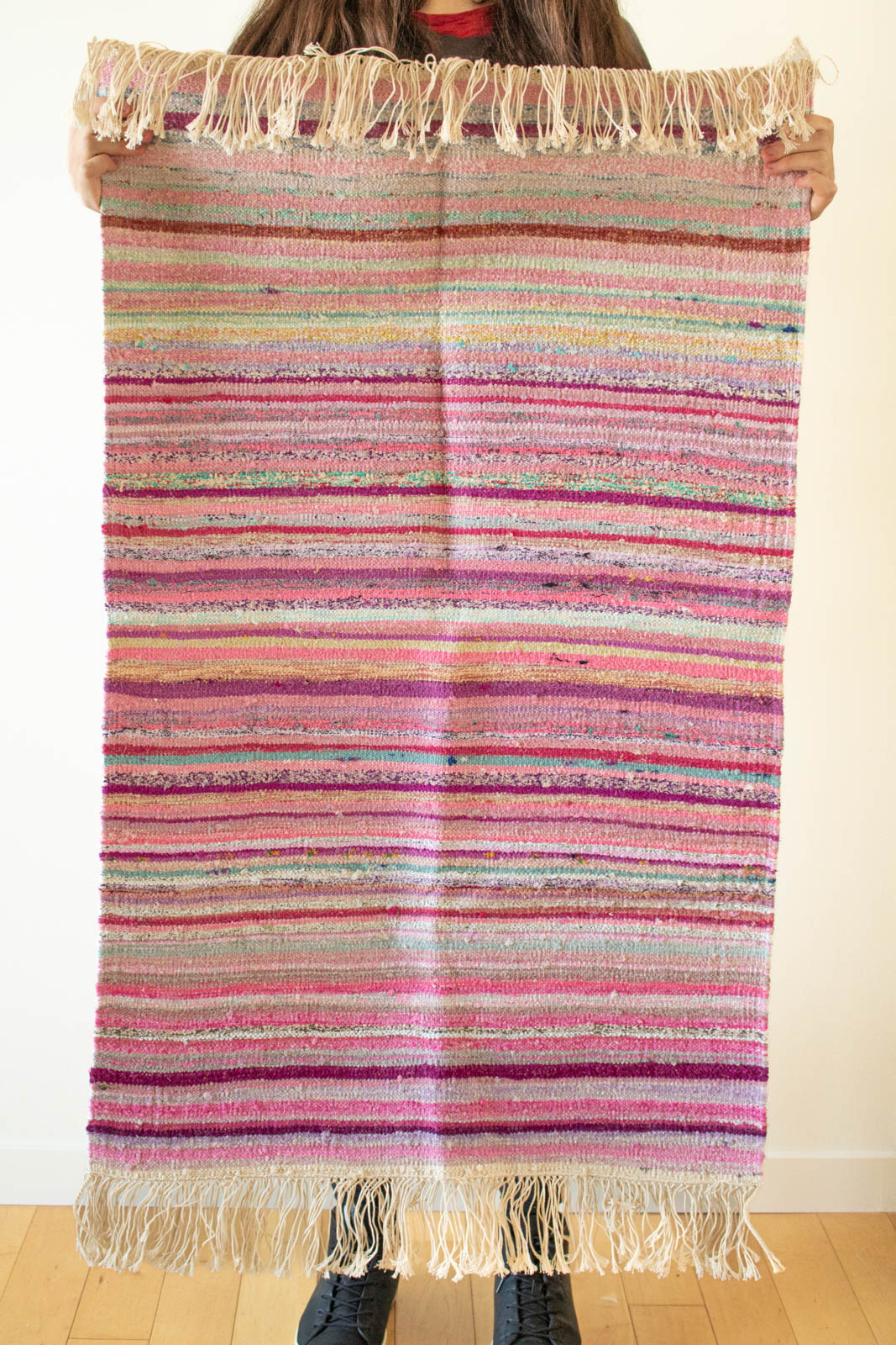 Hand-Loomed Sari Cloth Kilim Rug - Secret Garden
