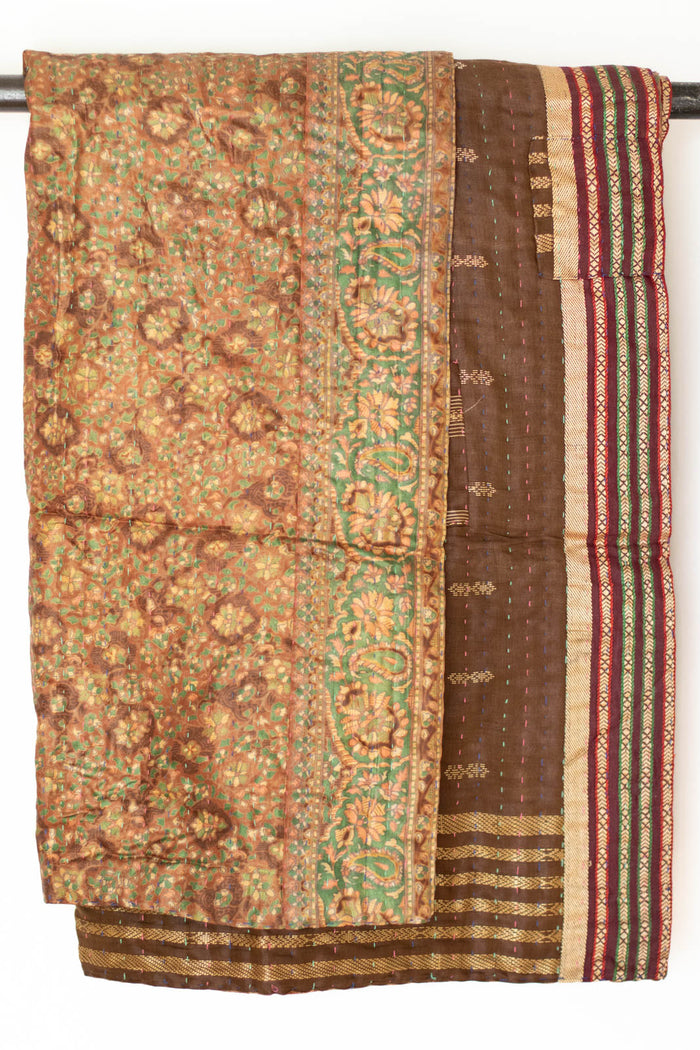 Kantha Silk Throw Blanket