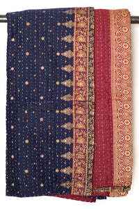 Kantha Silk Throw Blanket