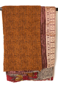 Kantha Silk Throw Blanket