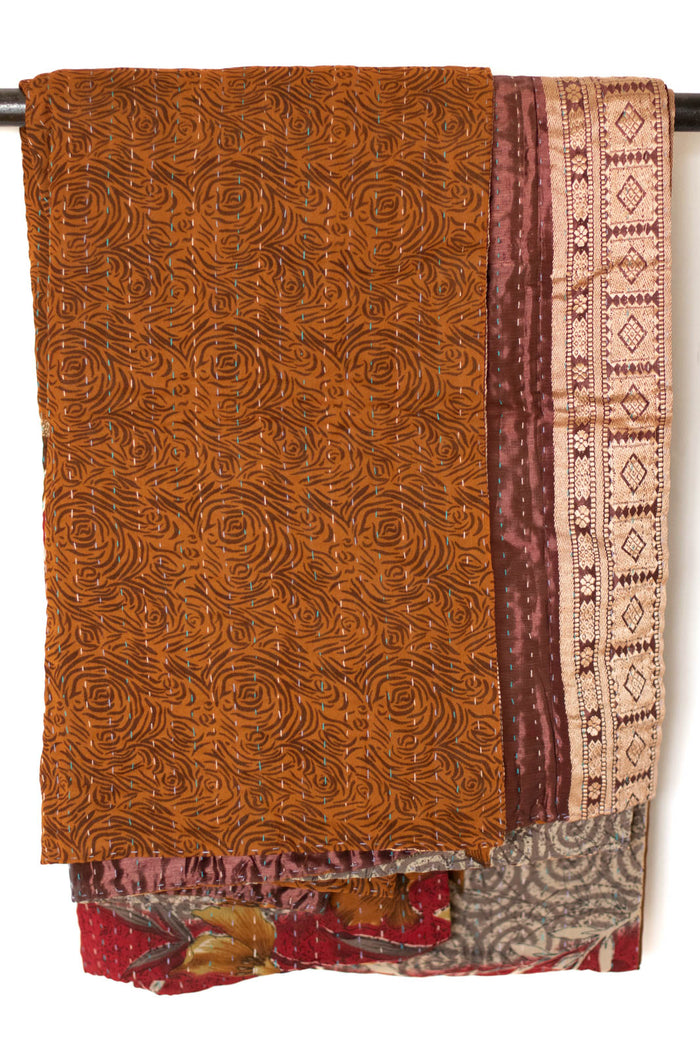 Kantha Silk Throw Blanket