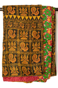 Kantha Silk Throw Blanket